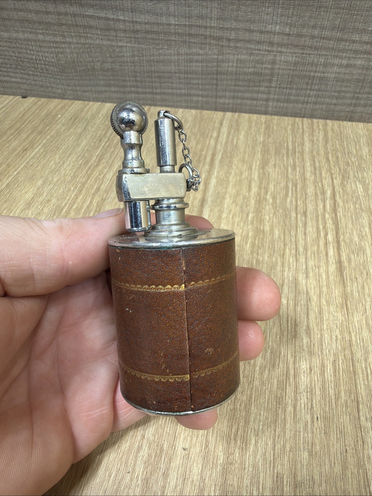 Vintage 1930’s Daltis “The Executive” Table Lighter. Untested Brown Leather