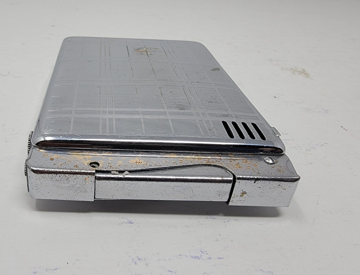 1930s Lido Automatic Cigarette Lighter & Case Art Deco Chrome Not Working Fair C