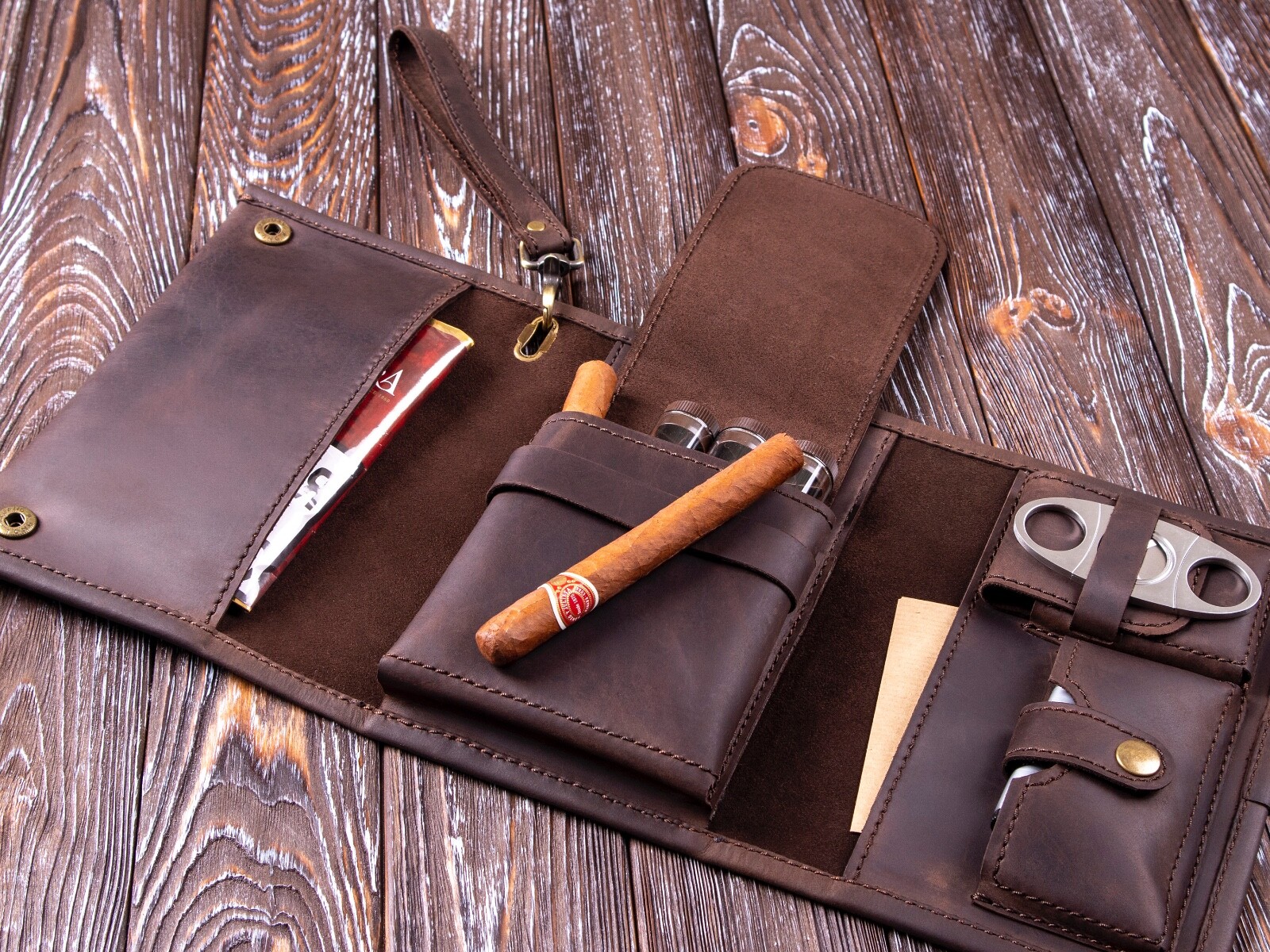 Cigar Pouch Cigar Leather Roll Cigars Case Cigar Accessories Cigar Holder