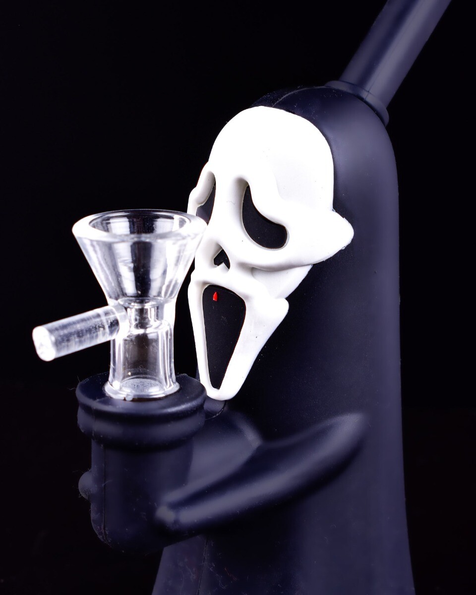 GRIM RIPPER Bong Hybrid Silicone BONG Glass Water Pipe COOL Hookah BLACK *USA*