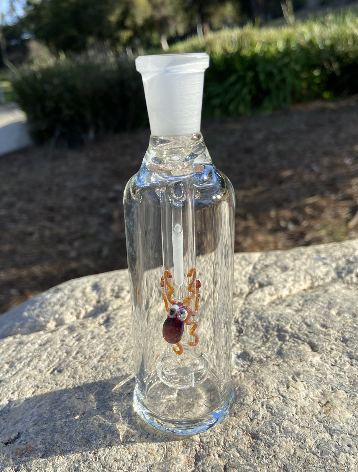 14mm Glass Ash Catcher 90 degree (Amber Octopus)Thick Glass.