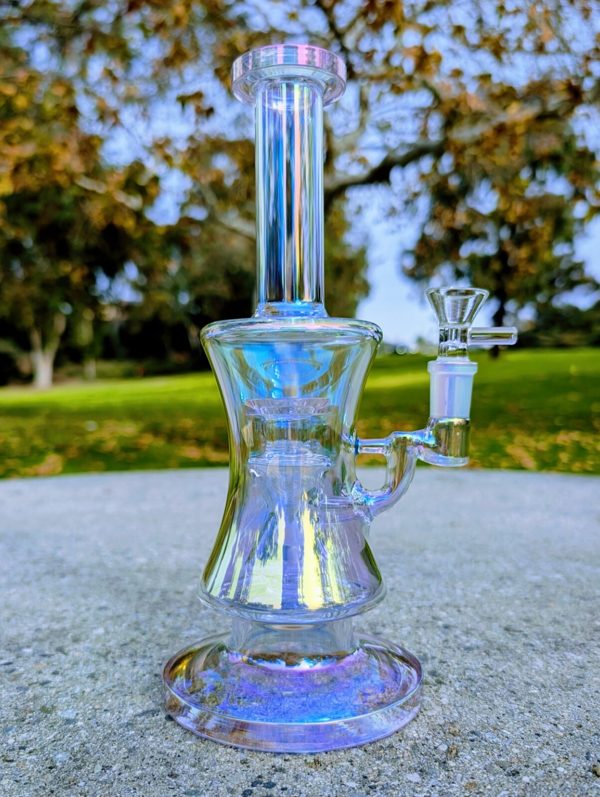 10″ Pink Rainbow Hourglass Perc Tobacco Smoking Water Pipe Hookah Bubbler Bong