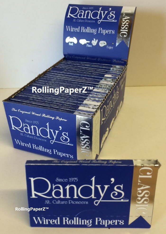 Randy’s CLASSIC 1 1/4 Size- Box 25 PACKS – WIRED Cigarette Rolling Papers HEMP