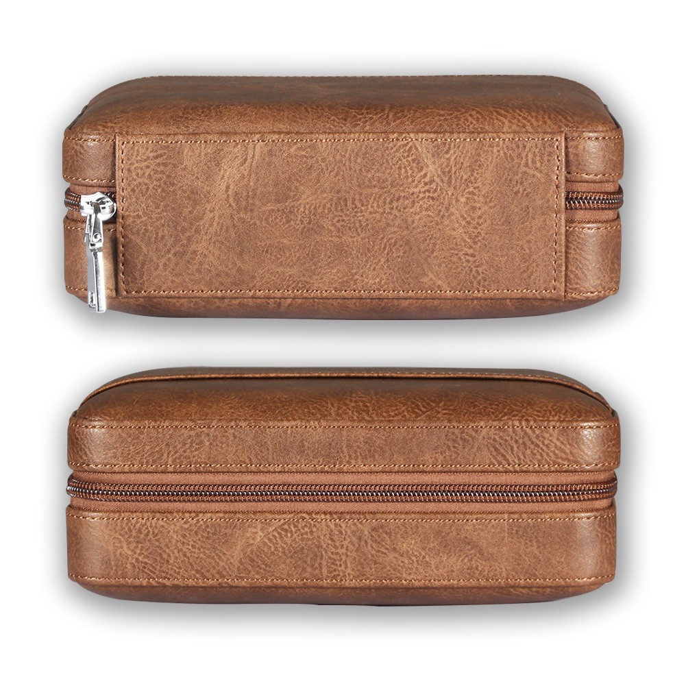 Leather Cigar Case Holder Double Tubes Cigar Humidor Vintage Portable Gift Box
