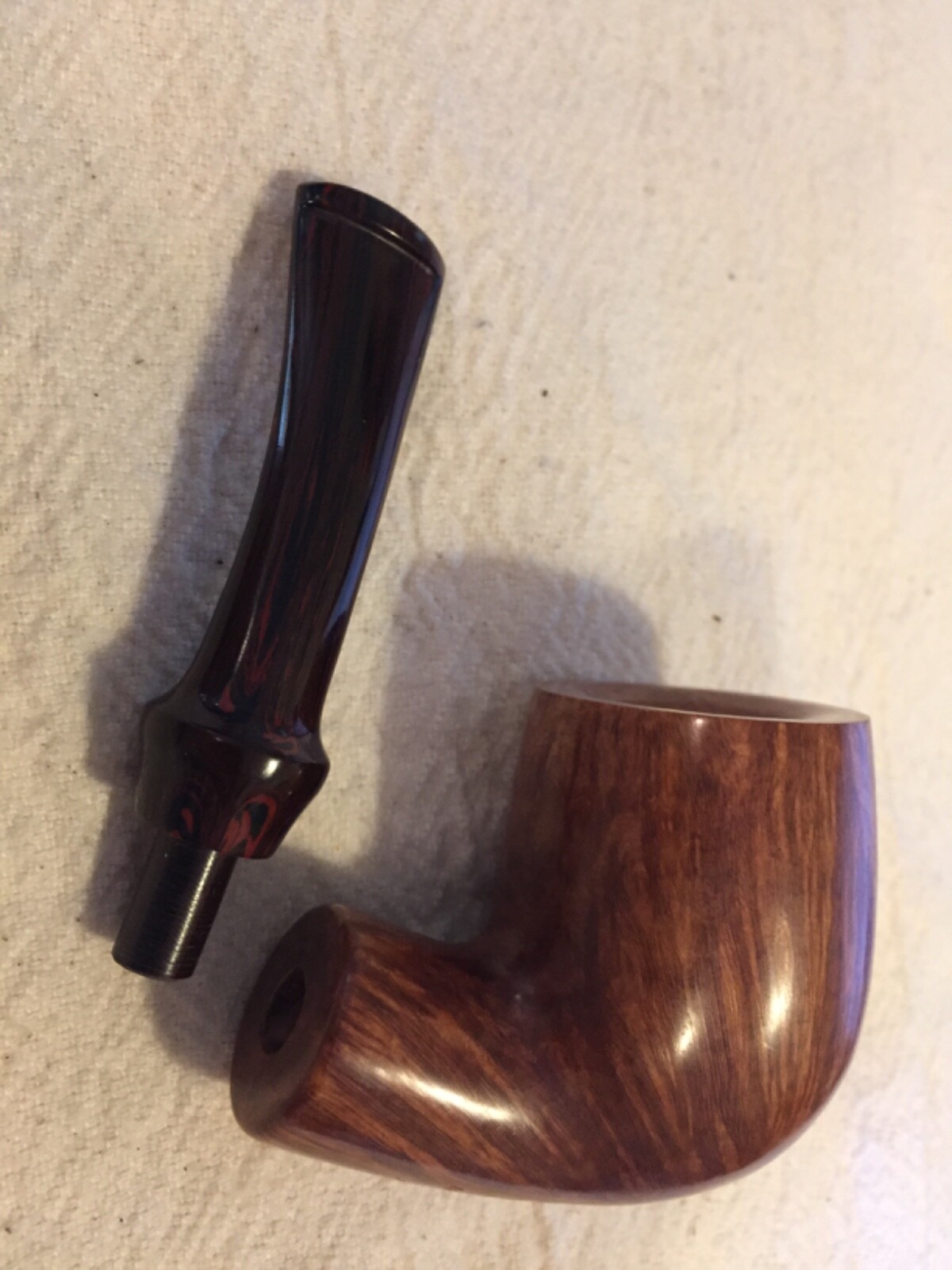 Unsmoked Moretti Collection Bent Billiard Cumberland Stem Estate Pipe