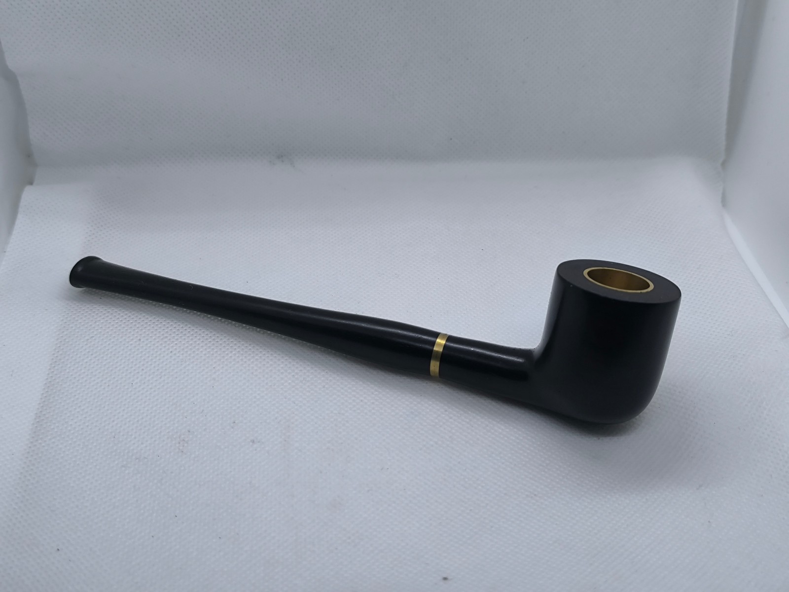 Unsmoked Classic Black Color Smoking Tobacco Pipe Wooden Look Brass Bowl New