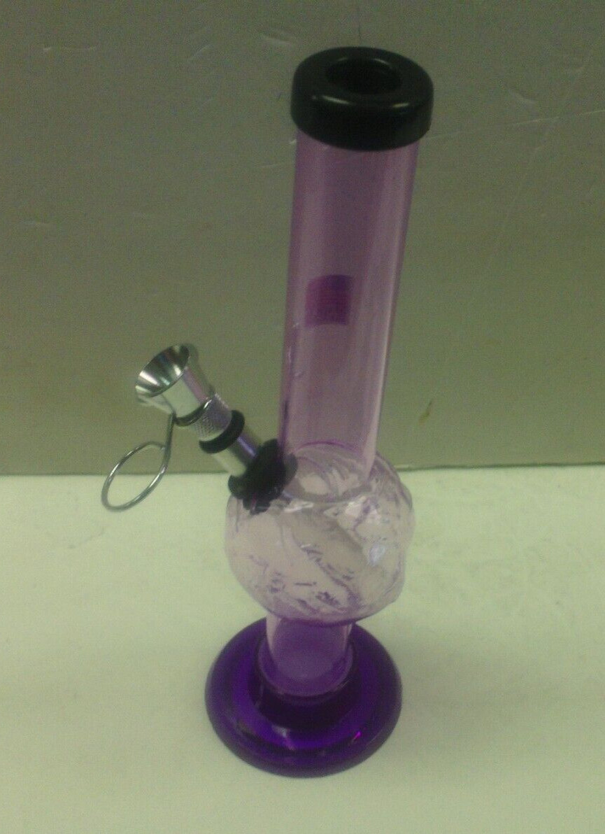 8″ ACRYLIC PLASTIC ALIEN HEAD BUBBLE HOOKAH WATER PIPE BONG PULL CARB LAVEND 1″M
