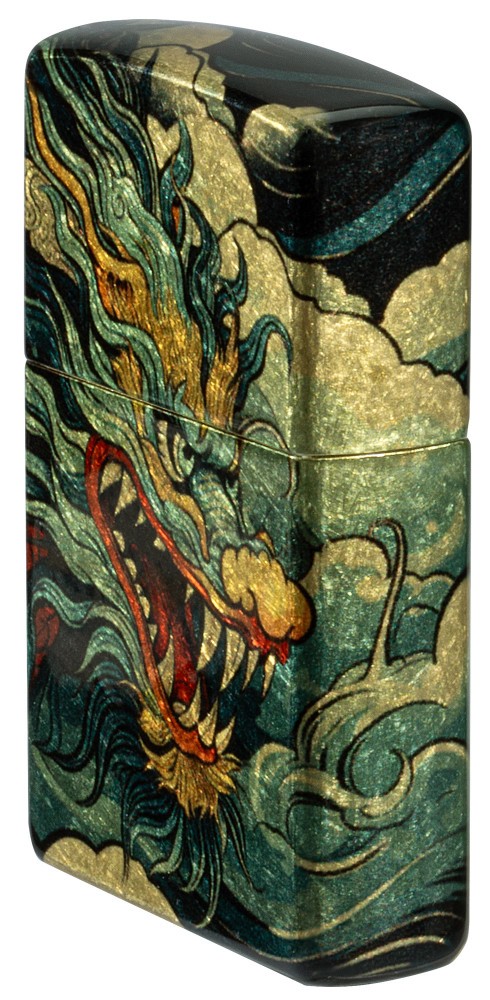 Zippo Dragon Design Tumbled Brass 540 Fusion Windproof Pocket Lighter, 46705