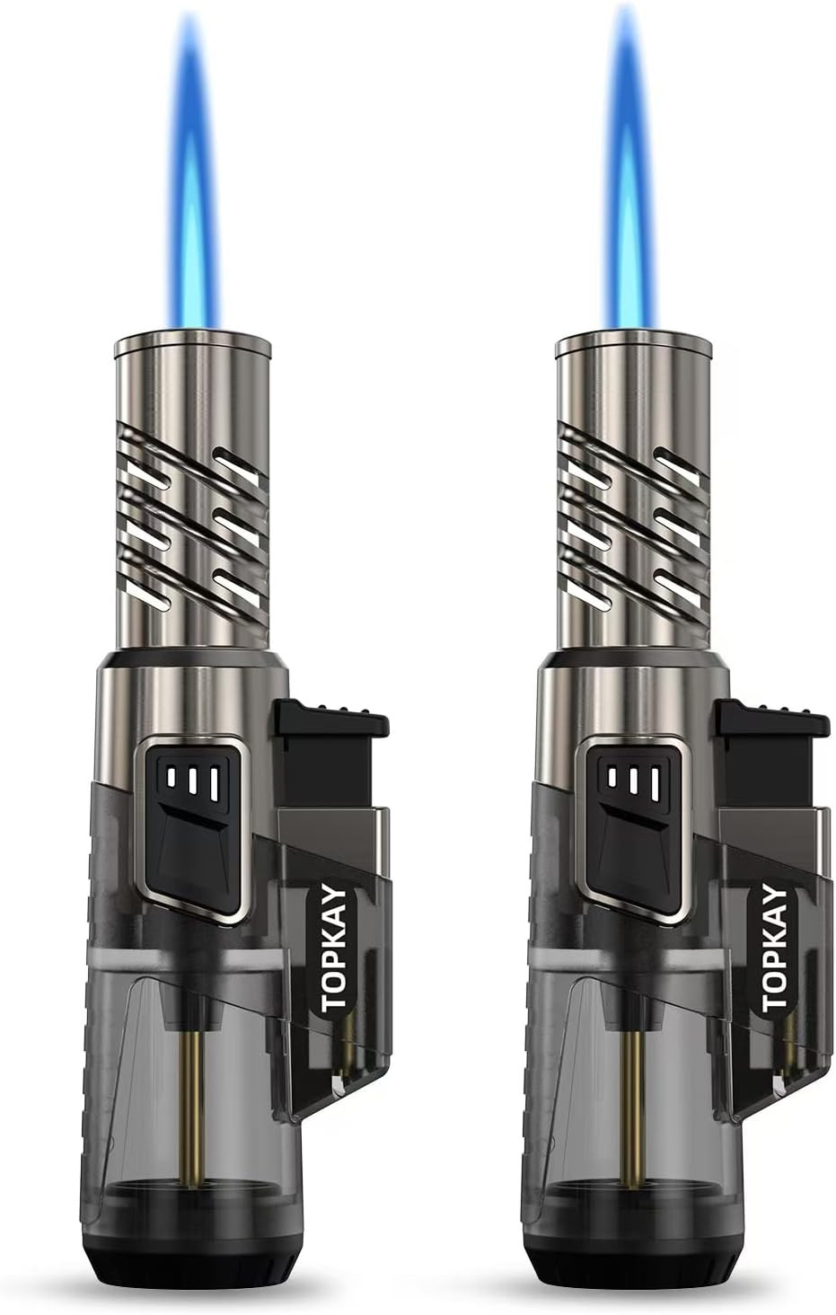 2 Pack Jet Torch Lighter Refillable Butane Mini Torch for BBQ Candles Camping No