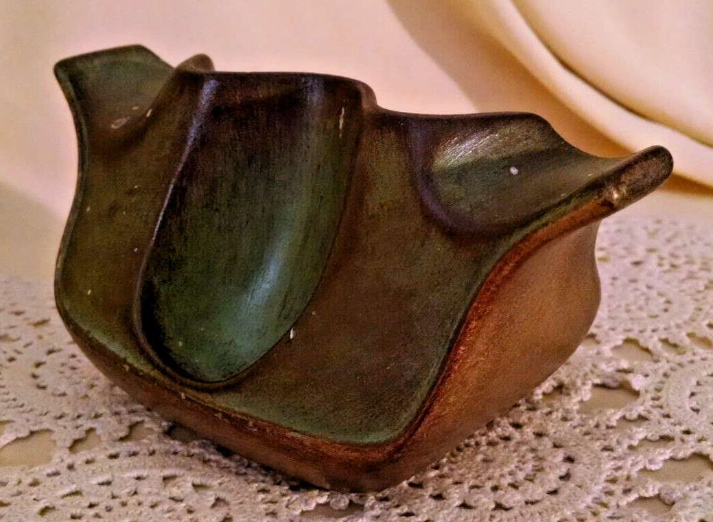 Pipe Display Holder Vintage Ceramic Green Gold Brown Felt Base Unmarked Holds 5
