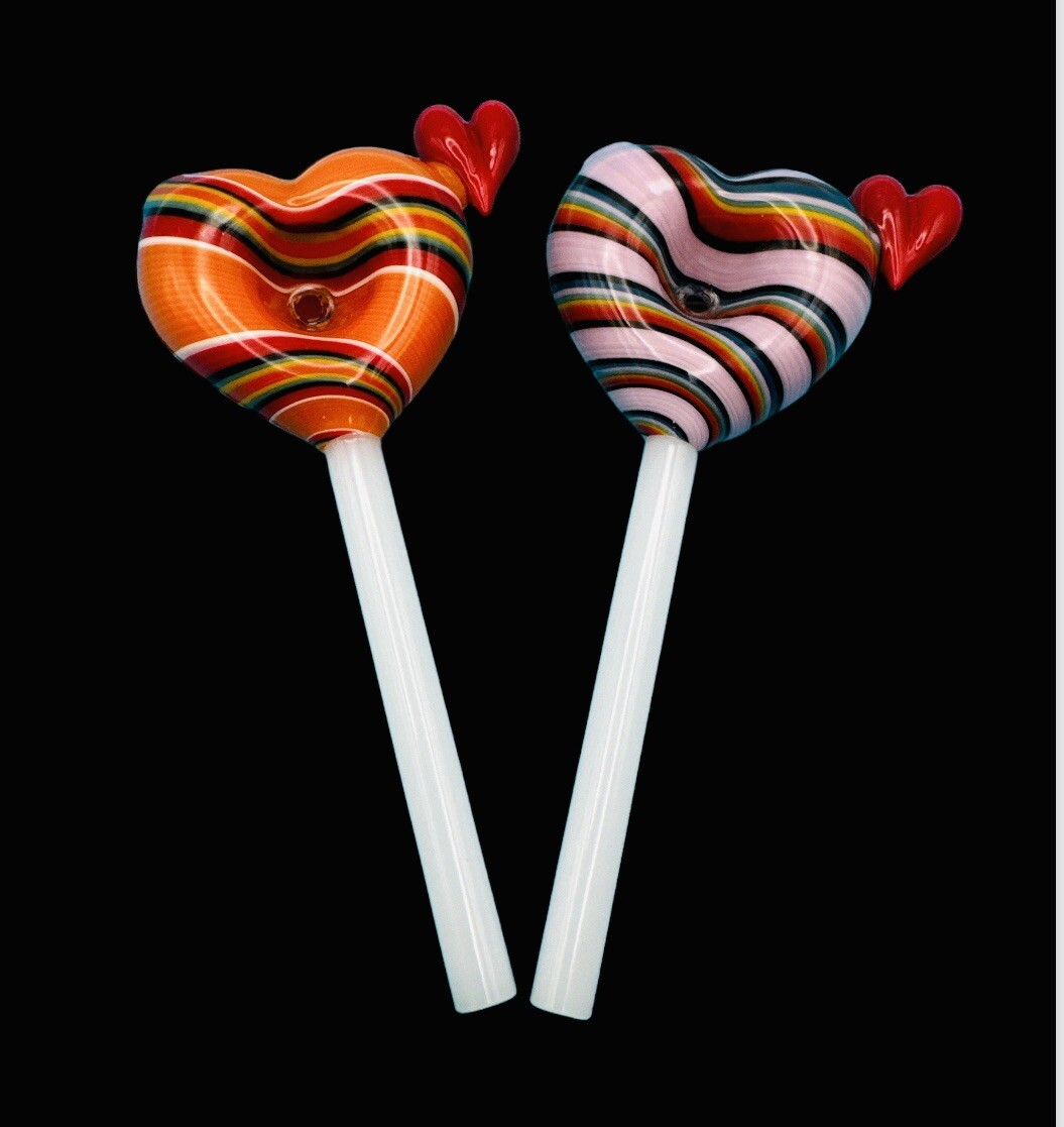 Rainbow Heart Lollipop Bowl Pipe Tobacco Bowl Smoking Spoon Pipe – 1 Pipe