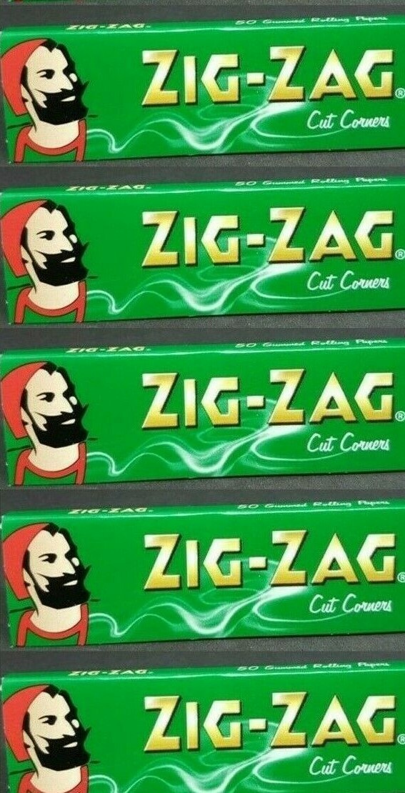 5x Zig Zag Green Rolling Papers Cut Corners *Best Price* *24 Hr USA SHIPPED*