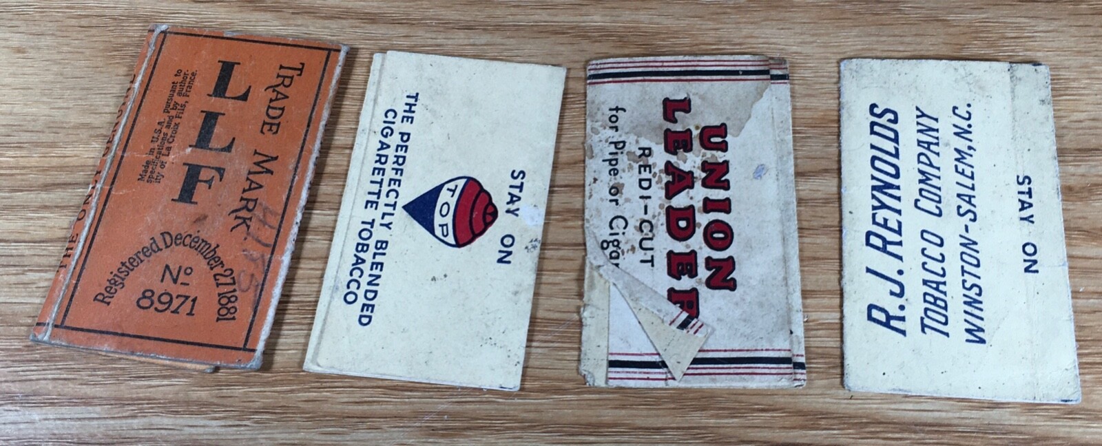 4 antique ROLLING PAPER packs RIZ-LA+ 1881 TOPS, P LORILLARD no papers ephemera