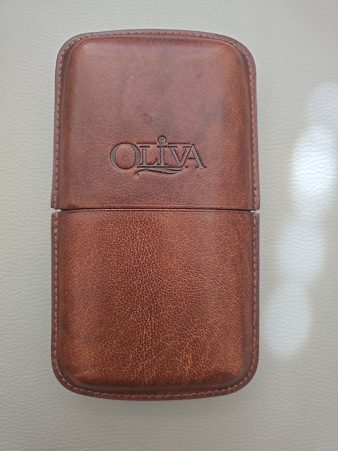 Oliva 3 Cigar Leather Holder Handcrafted-NEW W/ Original Box