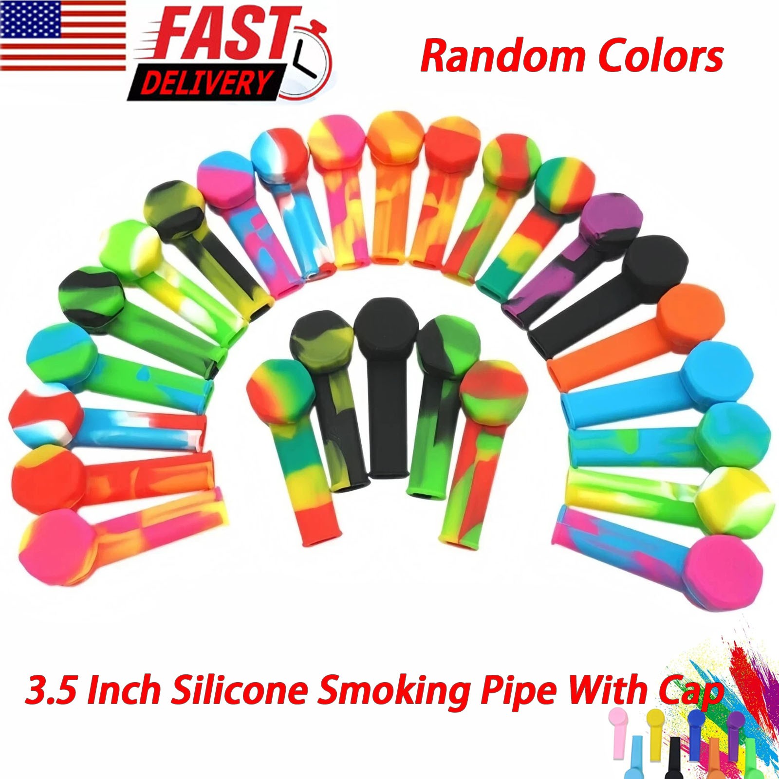 10 Pcs Silicone Smoking Hand Pipe with Metal Bowl &Cap Lid Pocket Pipe