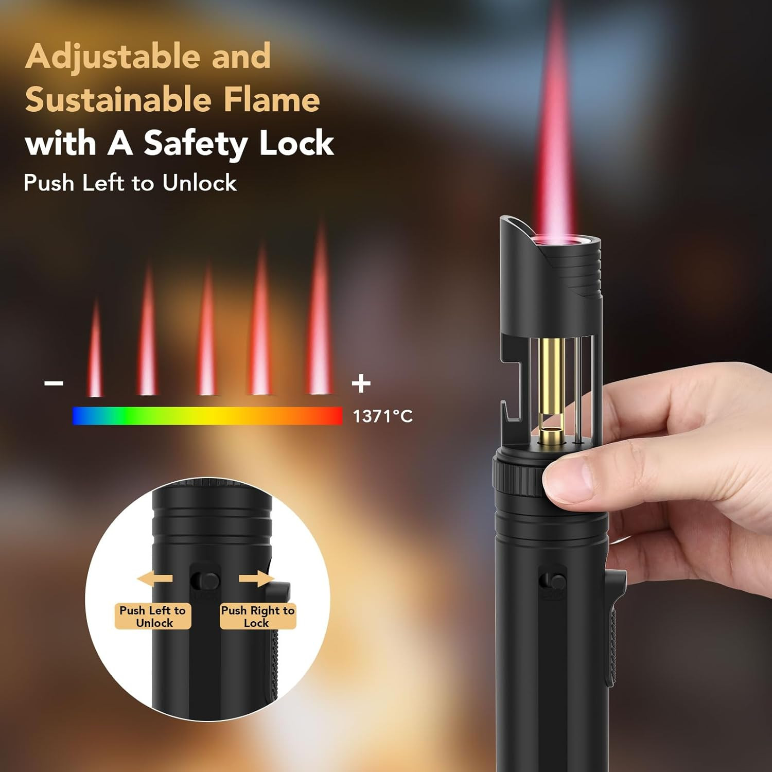Butane Torch Lighter, Mini Blow Torch- 360° All-Direction Use, Adjustable Contin