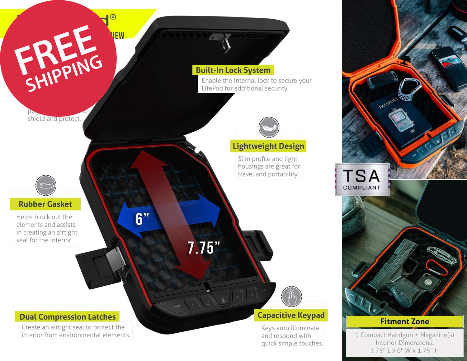 Waterproof Rugged Travel Case Electronic Secure Lockable Portable Sling Bag