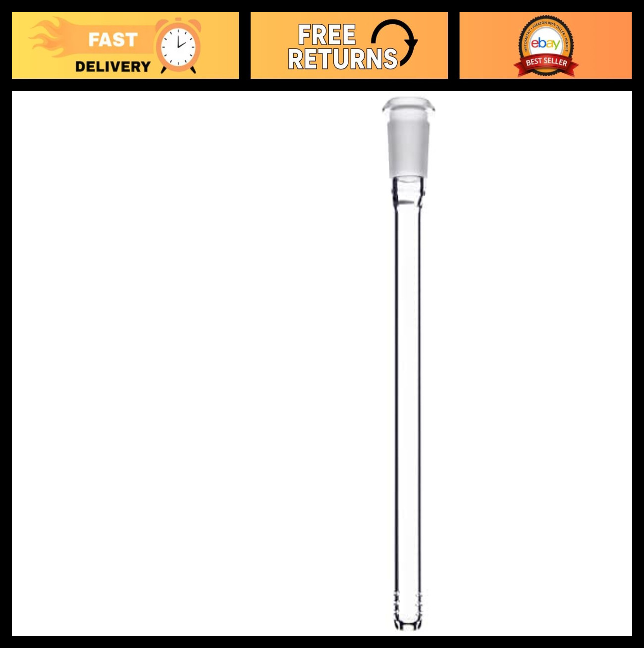 24mm Downstem for 14″ Hookah – Glass/Metal Base, White – 1 Pack, Premium Quality