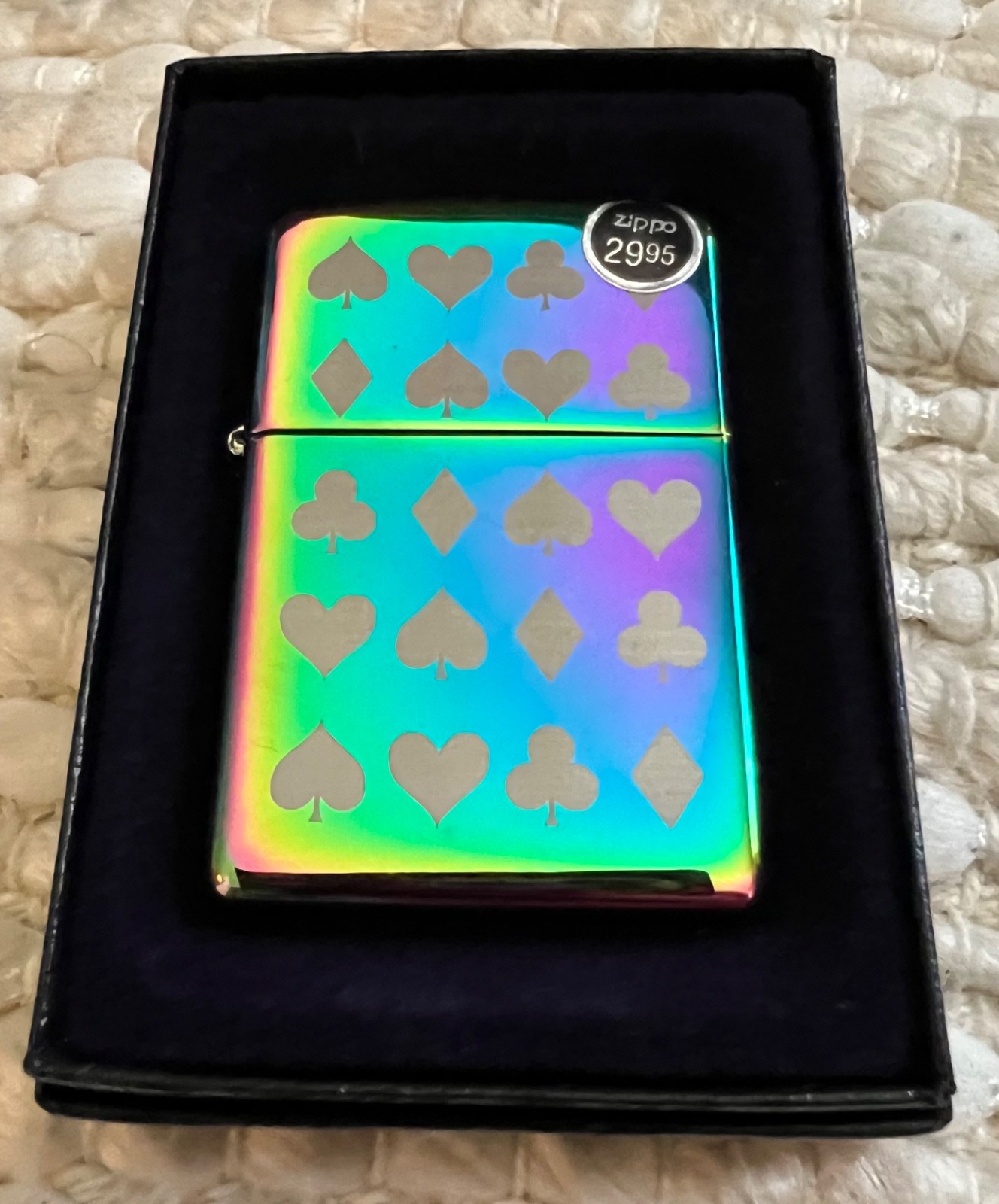 Zippo 2004 20406 Poker Card Suits Spectrum Rainbow Chrome Lighter New Unfired