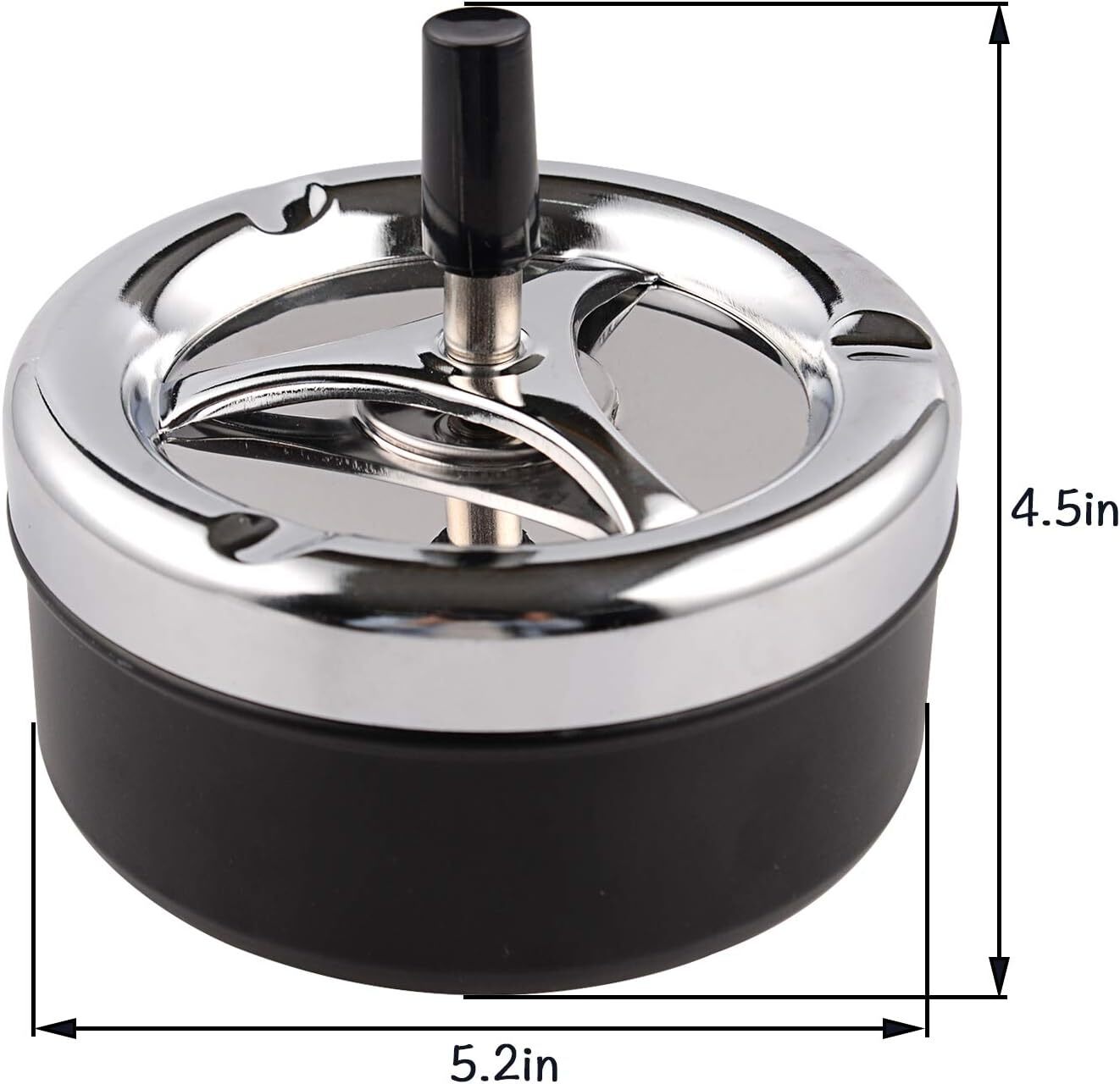 5.2″ Fujima Round Push Down Stainless Steel Tabletop Spinning Cigarette Ashtray