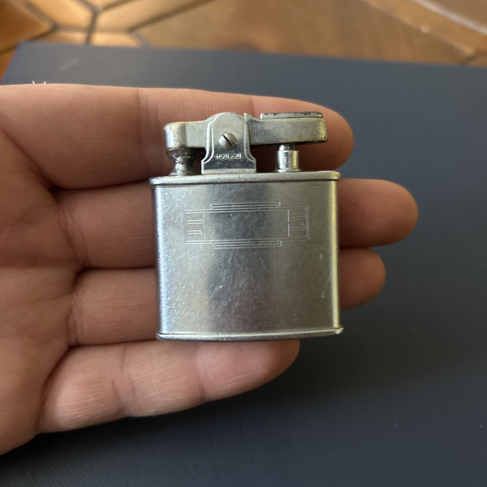 Vintage Ronson Standard Table Lighter Art Deco Metal Newark NJ USA Petrol Light