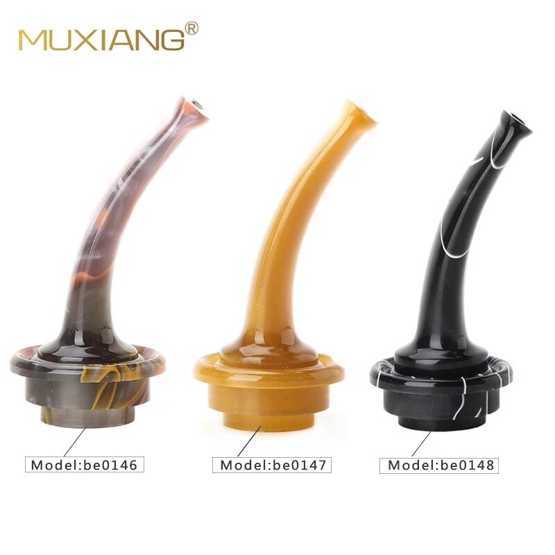 MUXIANG Acrylic Bent Stem Smoking Pipe Mouthpiece For Calabash Gourd Pipe 21mm