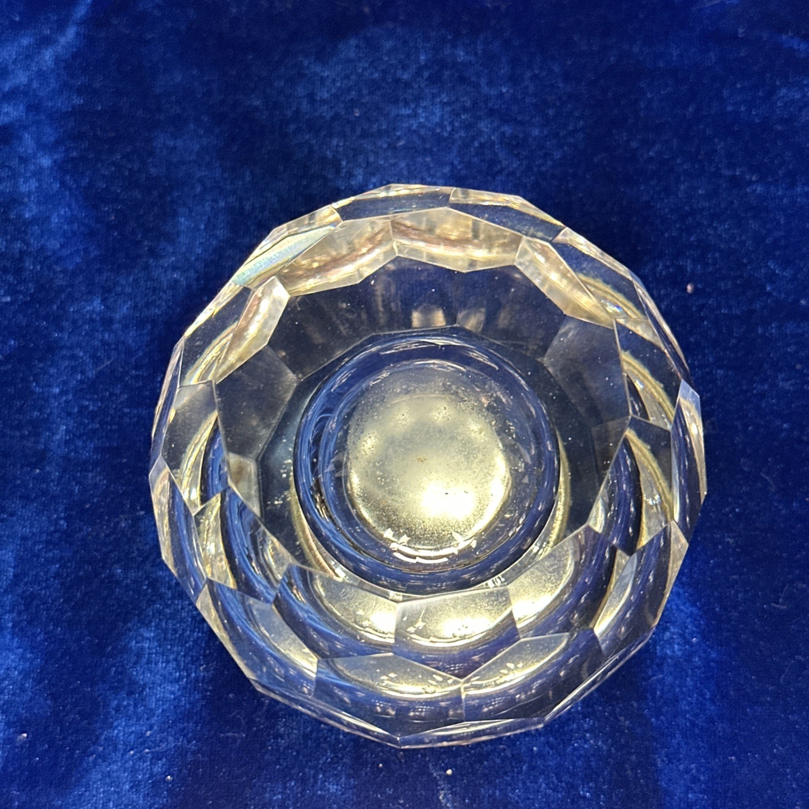 Vintage Heavy Clear Crystal Cut Glass Gas Table Lighter Chrome Top