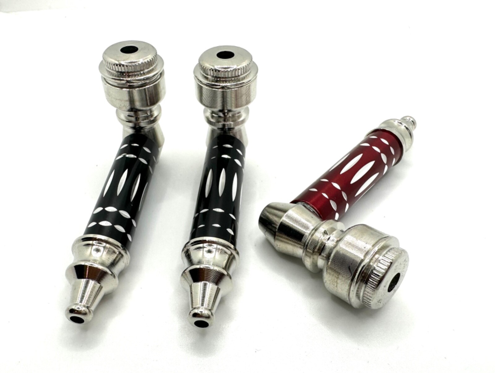3X Metal Smoking Pipes With Caps + Tobacco Screens For Bowl SAME DAY SHIP