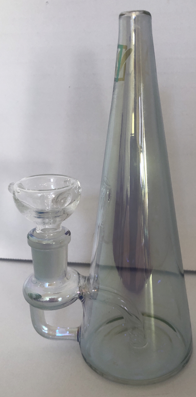 Collectible Iridescent Cone Shaped Artistic Glass Tobacco Water Pipe /Free Gift