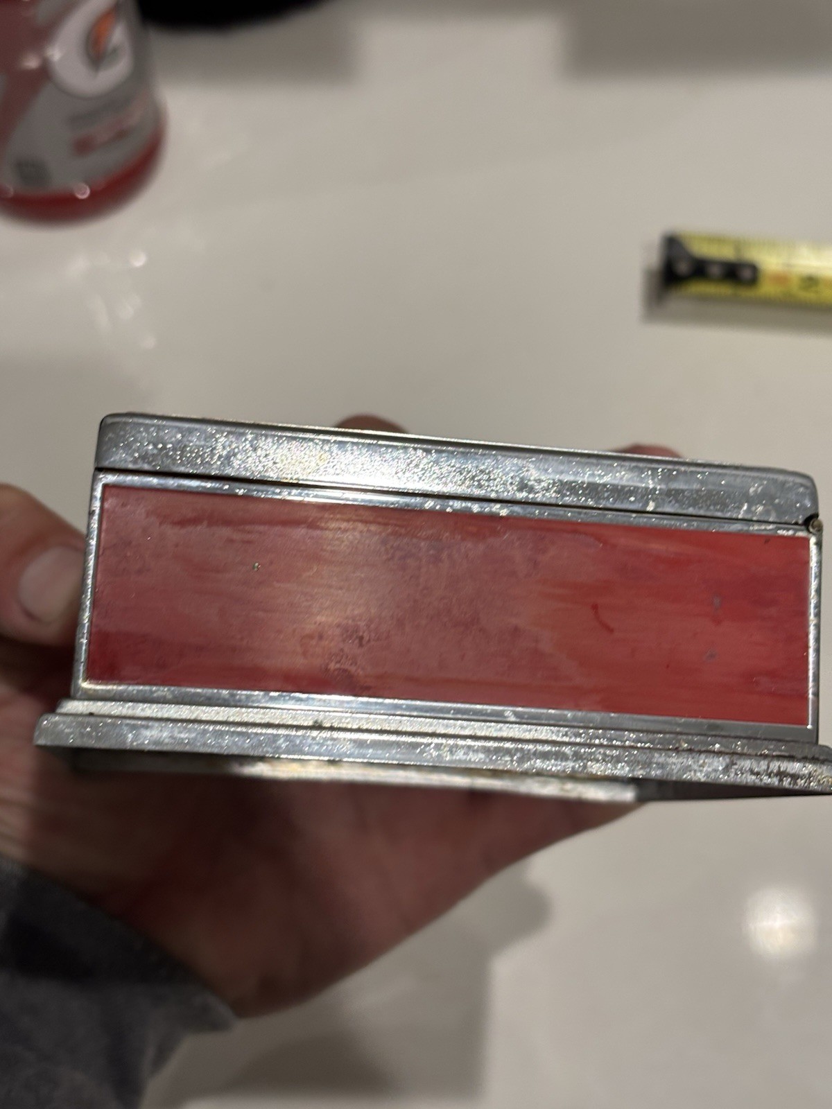 ART DECO 1920’S WOOD ELGIN AMERICAN BLACK RED ENAMEL CIGARETTE BOX CASE