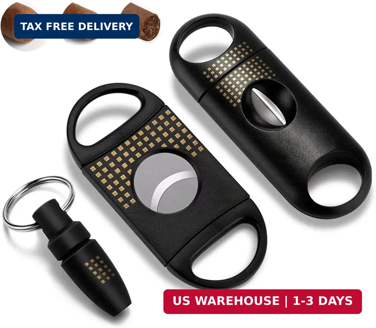 Cigar Cutter Set Straight V Punch Multi Functional Stainless Steel Portable