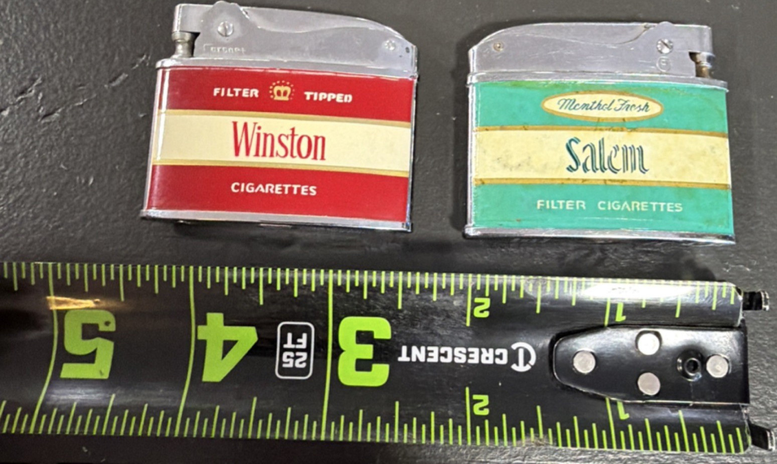 Winston & Salem Cigarette Lighters Lot of 2 – Red/Silver/Green/Beige