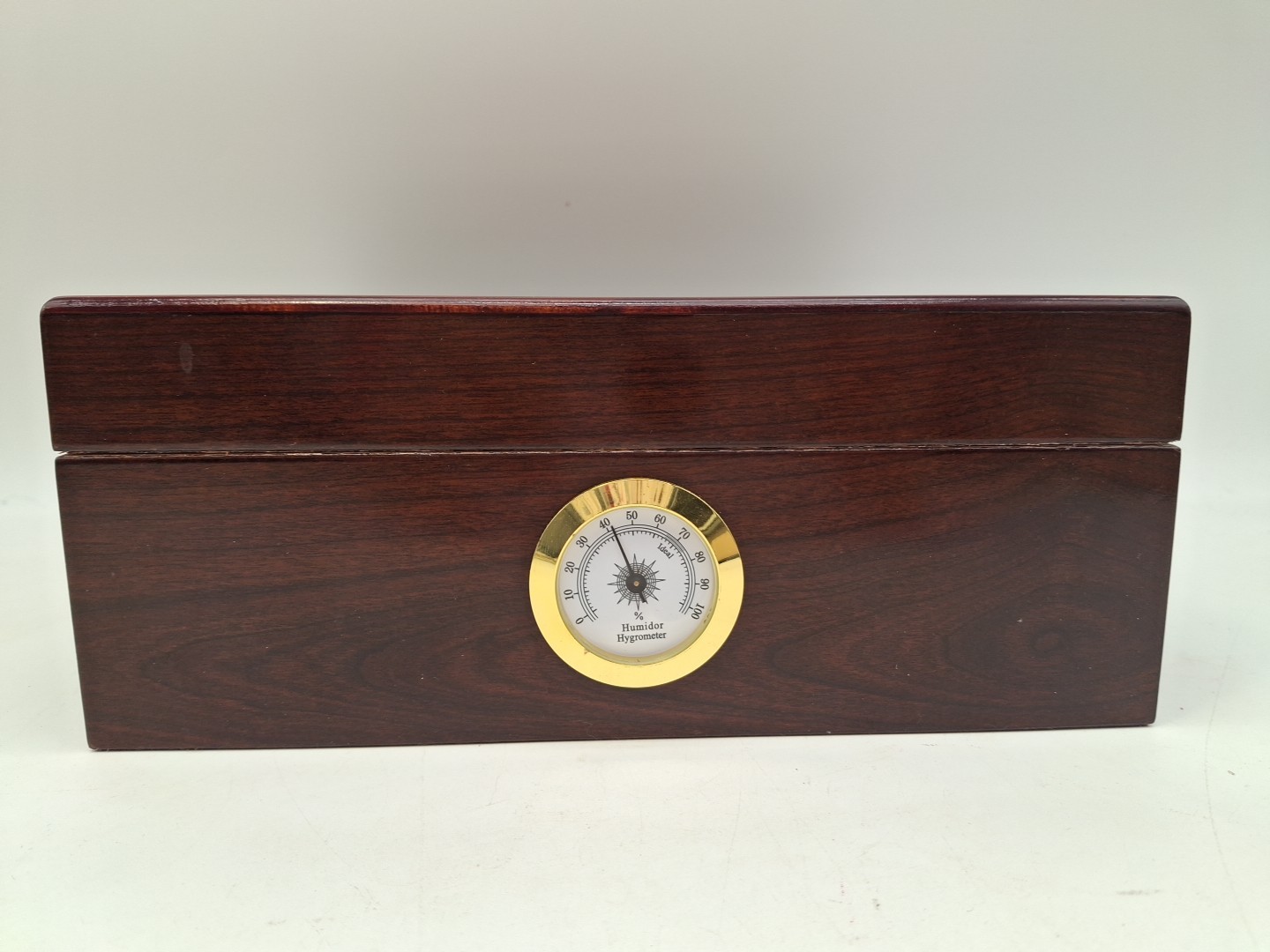 Humidor Supreme Wood Cigar Box Cedar Lined w Hygrometer Glass Top See Through