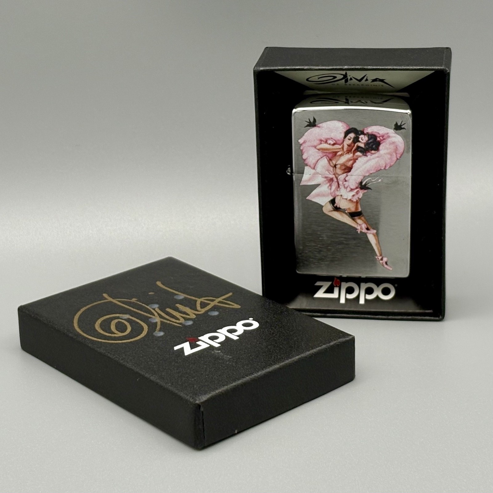 Olivia Zippo “Sweetheart” in Chrome with Signed Box