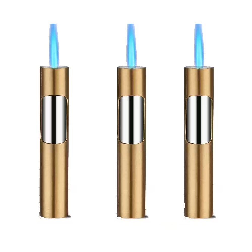 3PCS Butane Torch Lighter 3.4 Inch Long Adjustable Windproof Refillable Butane