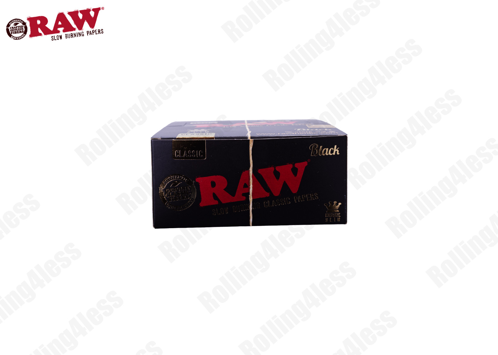 AUTHENTIC Raw Classic Black KINGSIZE SLIM Unrefined Rolling Papers 50 Packs