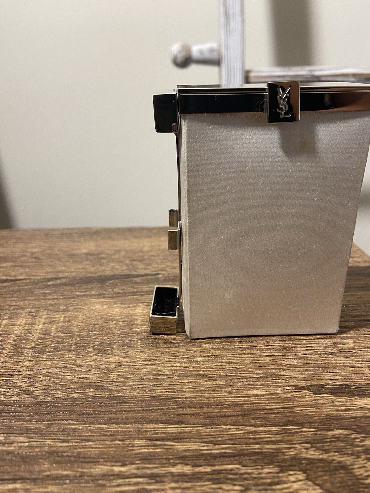 Yves Saint Laurent Tom Ford White Canvas Silver Metal Cigarette Case, No Lighter