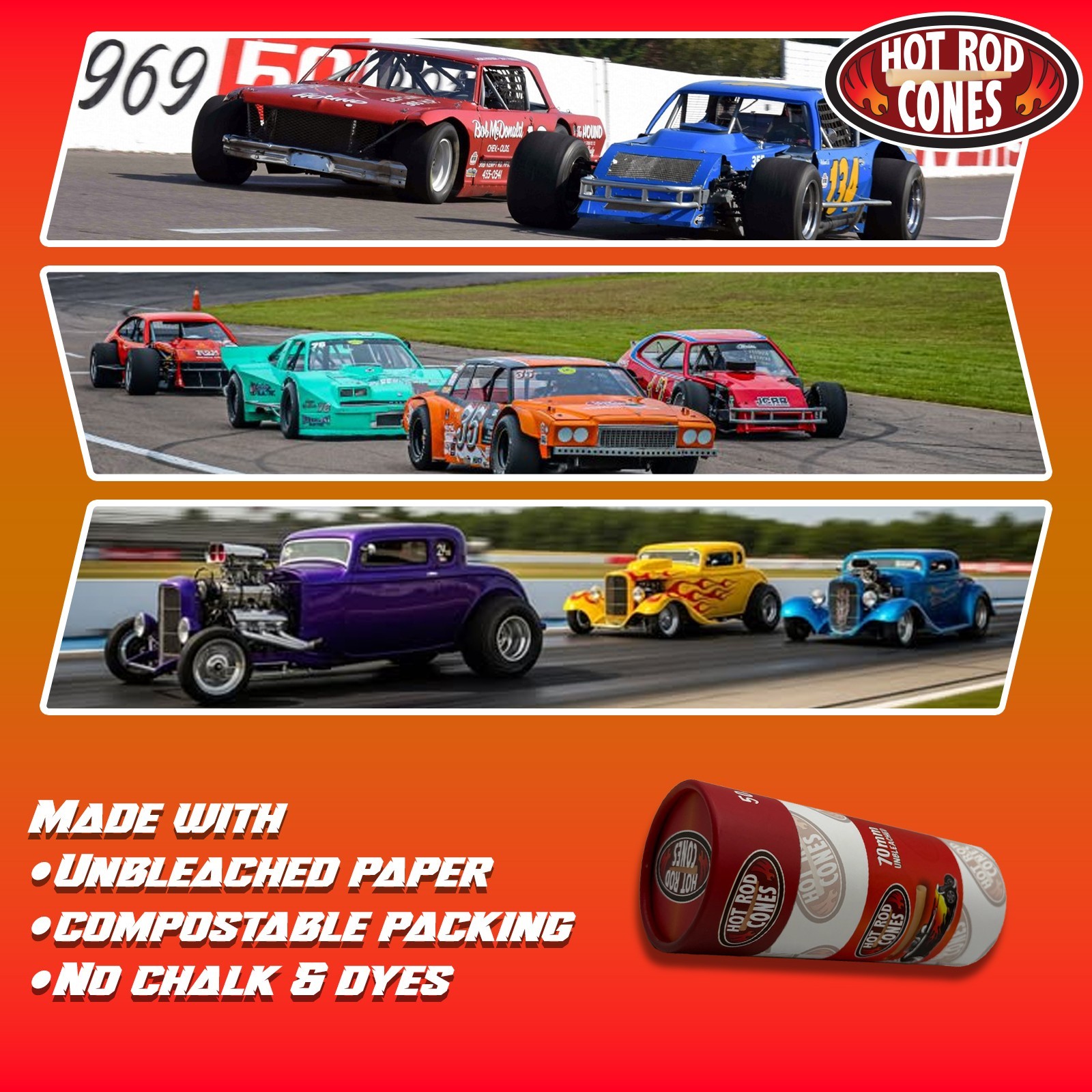 Hotrod Pre Rolled Cones Unbleached 70 mm – 50 CT – Rolling Paper Cones