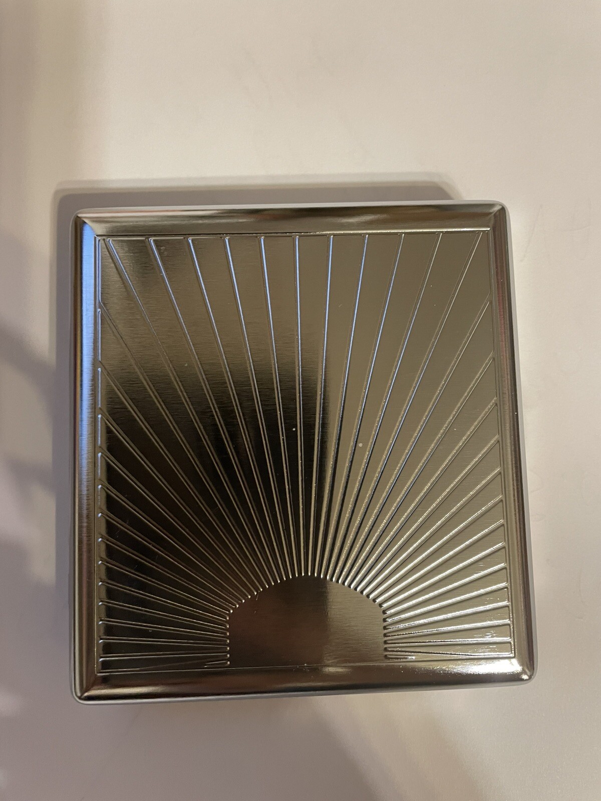 Art Deco Silver Sunbeam 2-clip Cigarette Wallet Case Business Credit Card Holder