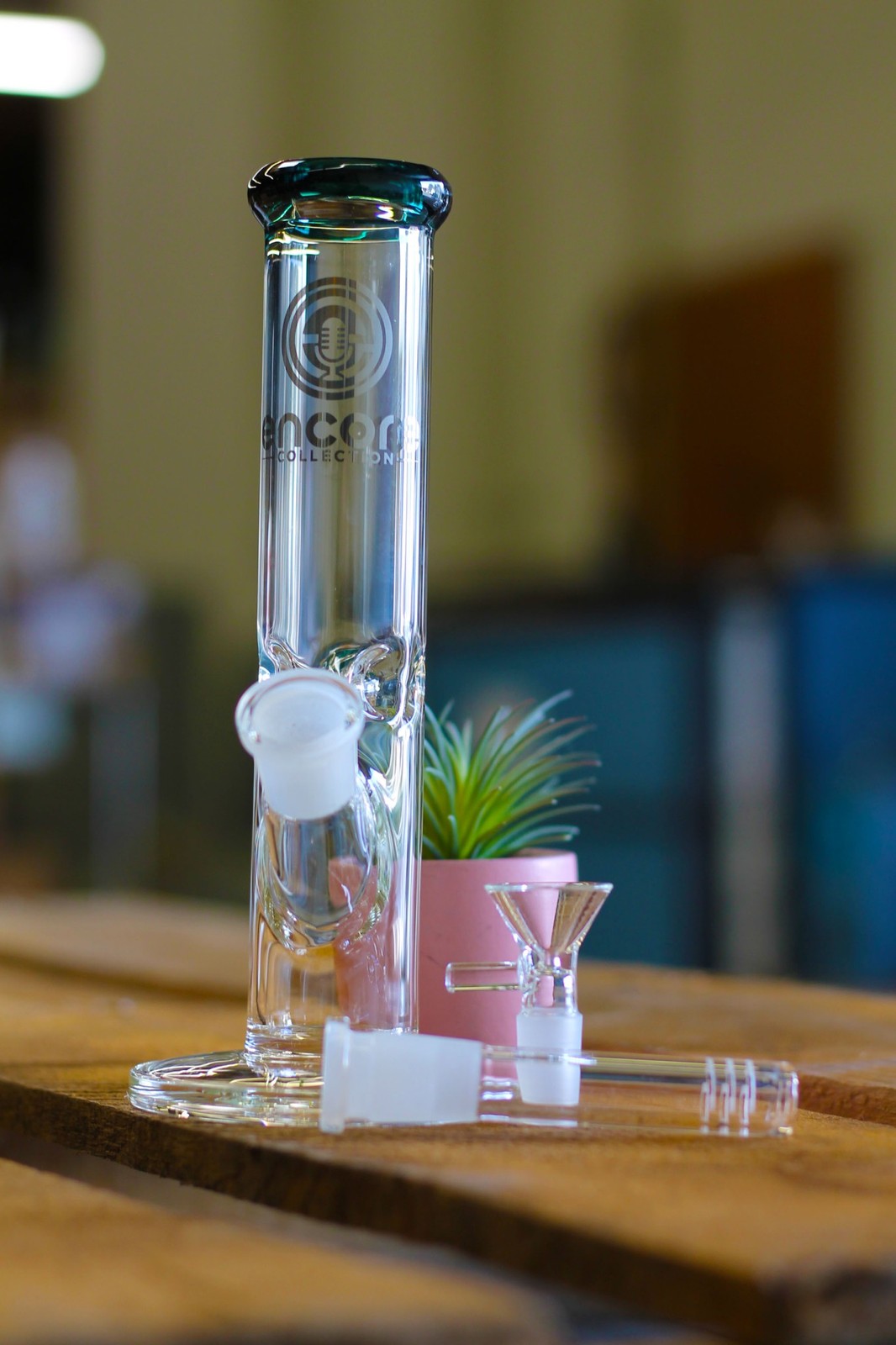 Hookah Water Pipe Heavy Glass 8 inch Tobacco Bong w/ ICE catcher Straight Base