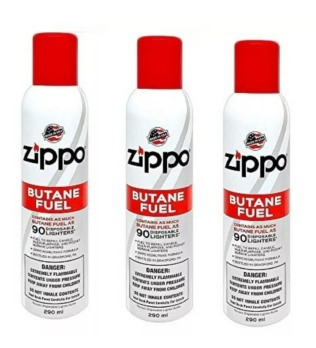 Zippo Lighter Butane Fuel x3 Cans 5.73oz. (162g) **Free Shipping**