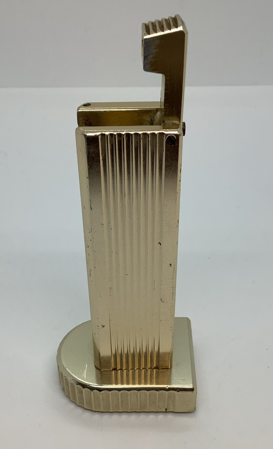 Vintage Cygnus Lift Arm Petro Table Lighter Gold Made In Japan
