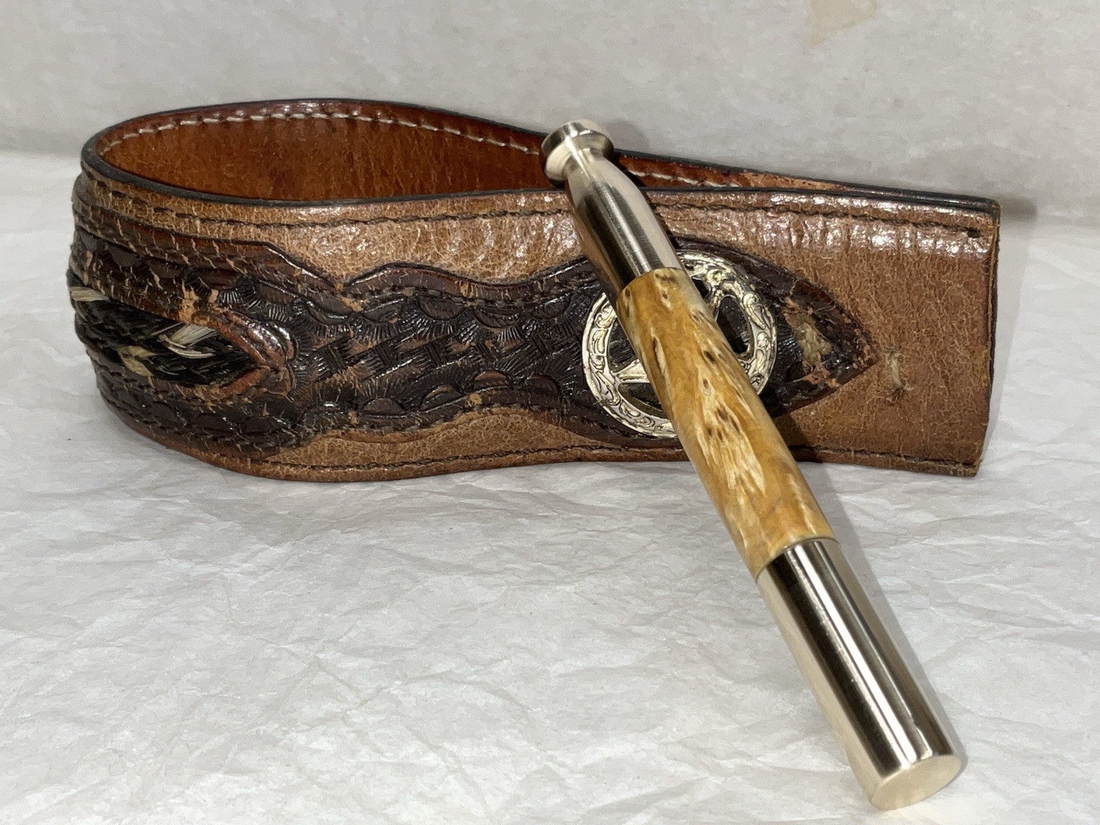 Pipe Tobacco Tamper And Pick Tool, Alaskan Yellow Cedar Burl And Brass