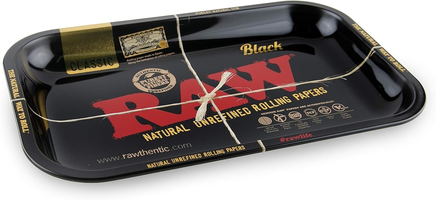 RAW Classic Black Rolling Tray 11″ x 7″ RAW Torch Lighter | Official RAW Bundle