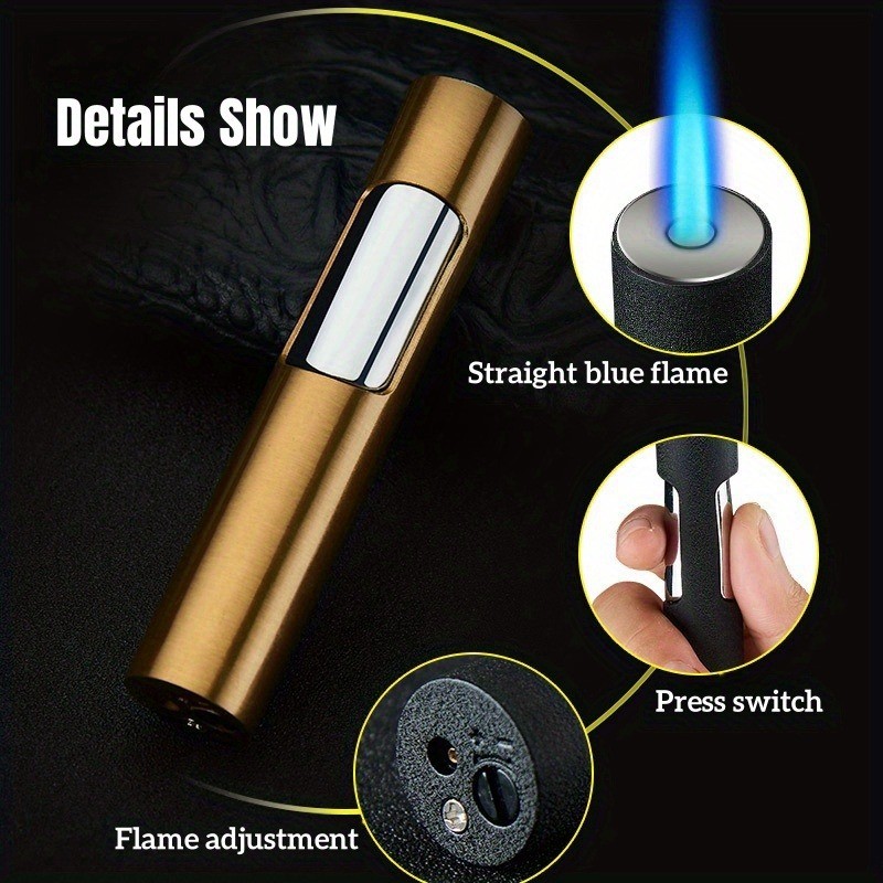 3PCS Butane Torch Lighter 3.4 Inch Long Adjustable Windproof Refillable Butane