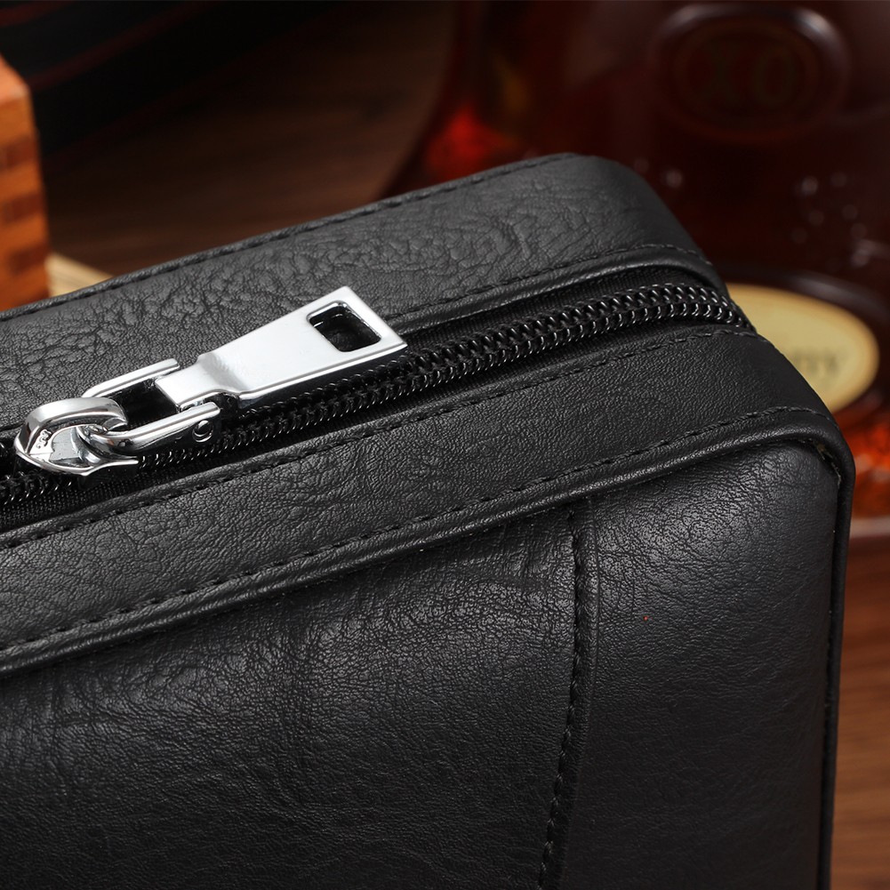 Galiner Cigar Case 4 Slot Cigarette Holder Leather Cedar Wood Humidor Gift Box