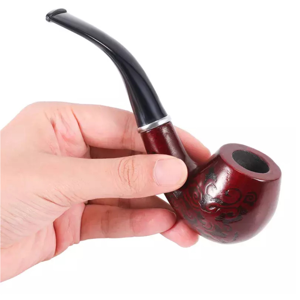2 Durable Wooden Wood Smoking Pipe Tobacco Cigarettes Cigar Pipes Enchase Gift R
