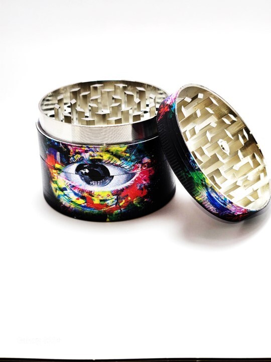 Tobacco Herb Spice Grinder 4 pcs Alloy Smoke Metal 1.5 in- Crusher EYES Design