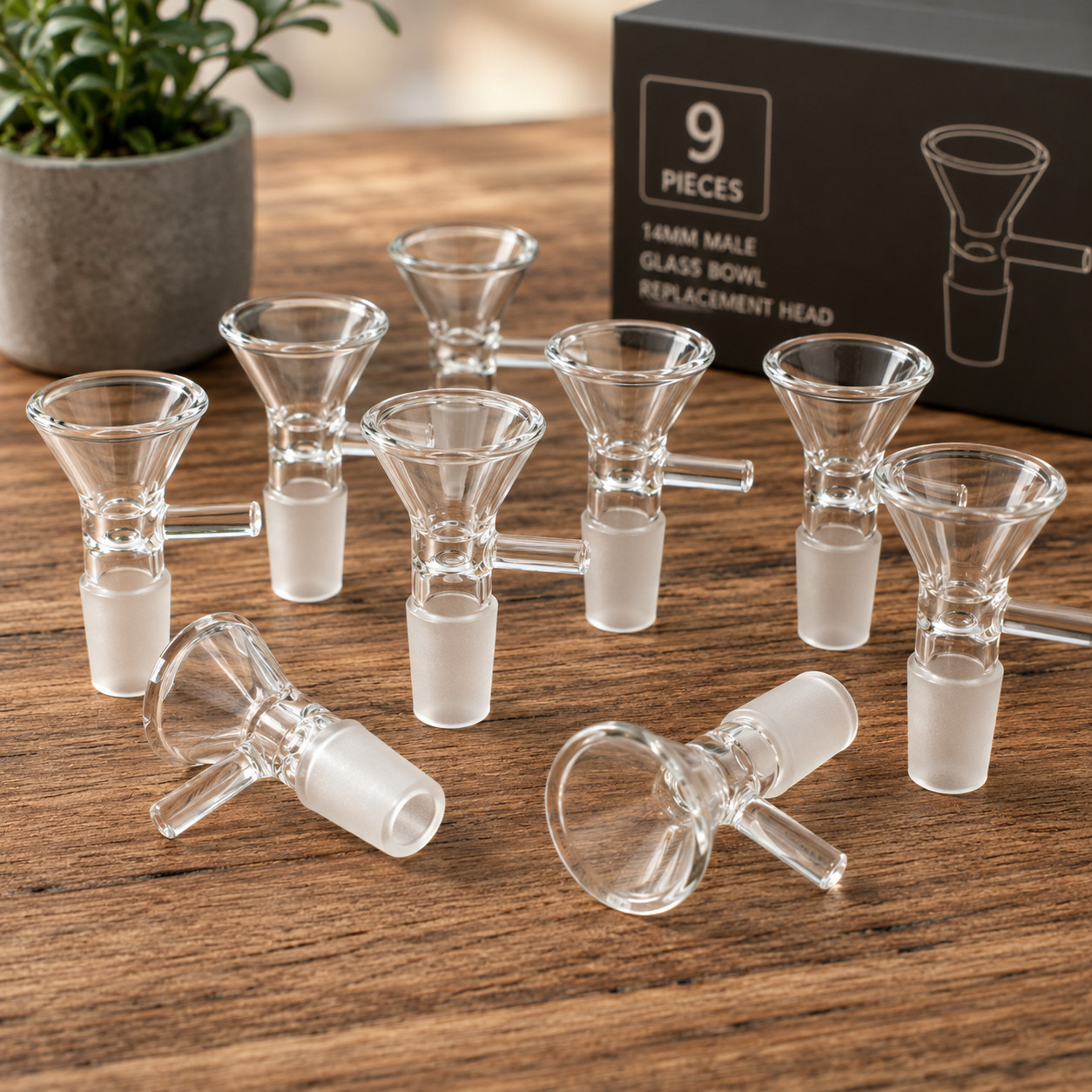 (9 PACK) 14MM Male Glass Bowl For Water Tobacco Pipe Bong Replacement Head USA