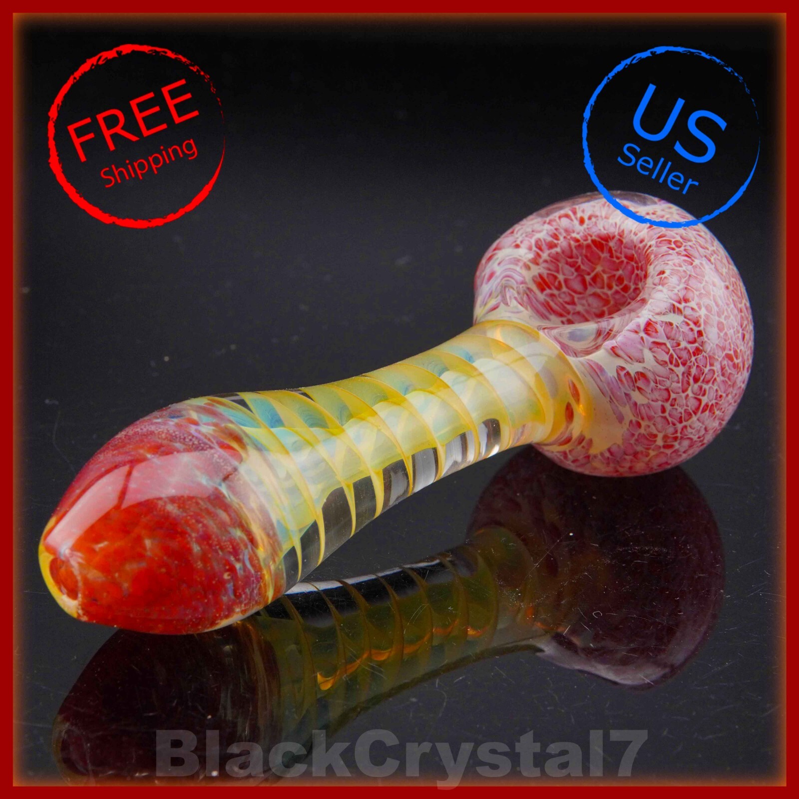 4.5″ Handmade Fumed Lava Red Infinity Spiral Tobacco Smoking Bowl Glass Pipes